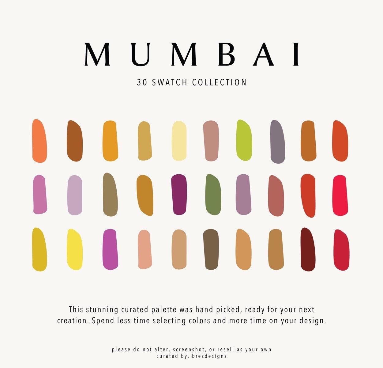 Mumbai 30 Swatch Digital Color Palette Etsy