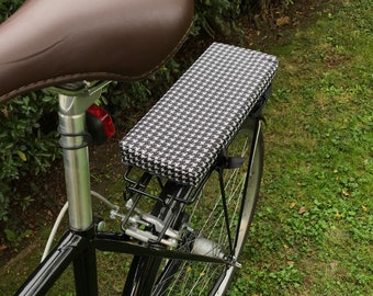 Coussin de vélo pour porte-bagages, coussin de vélo en polyester et éponge, motif pied de poule