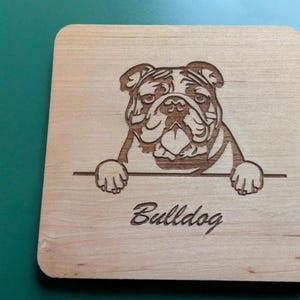 Laser-Engraved Bulldog Wooden Coaster | Dog Lover Gift | Rustic Dog Decor for Home
