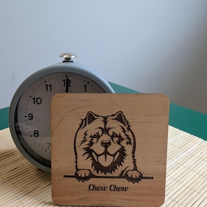 Laser-Engraved Chow Chow Wooden Coaster | Dog Lover Gift | Rustic Dog Decor for Home
