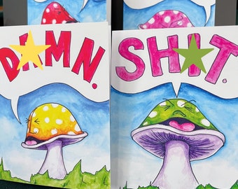 Sweary Shrooms Gift Set (Cards and Keychain)