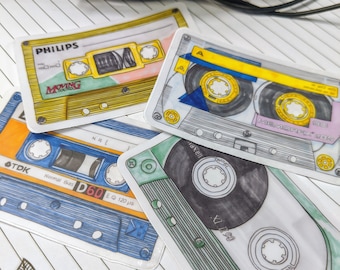 Cassette Tape Clear Vinyl Stickers