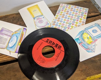 Set di biglietti di auguri vintage Record Player