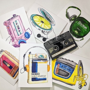 Walkman Greeting Card Set Set of 6 image 1