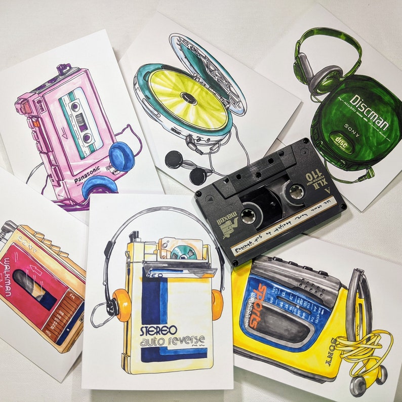 Walkman Greeting Card Set Set of 6 image 1