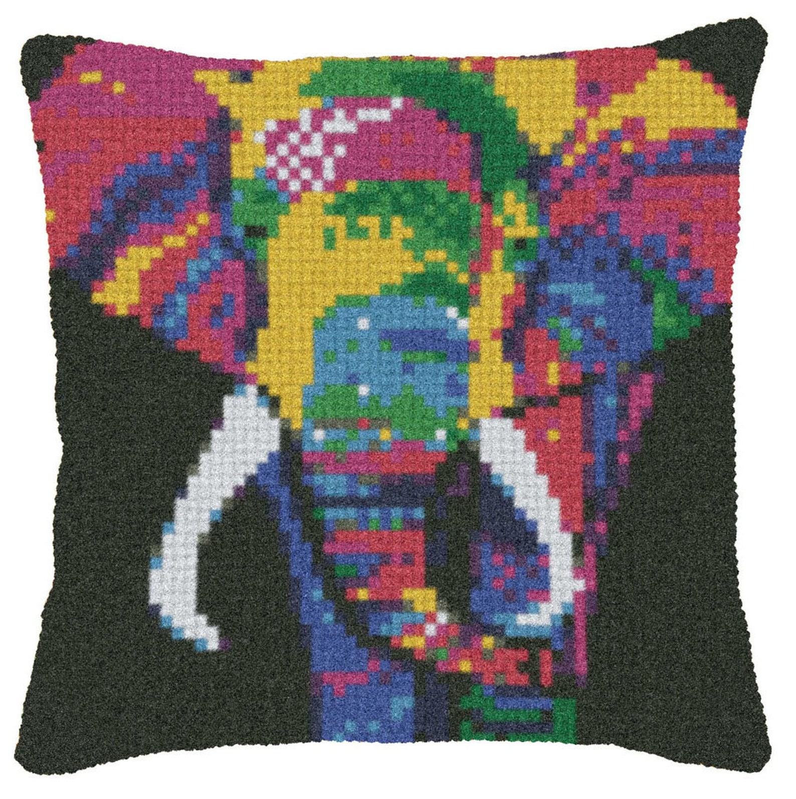 Color elephant Latch Hook Hand Knitted Embroidered Pillow Etsy