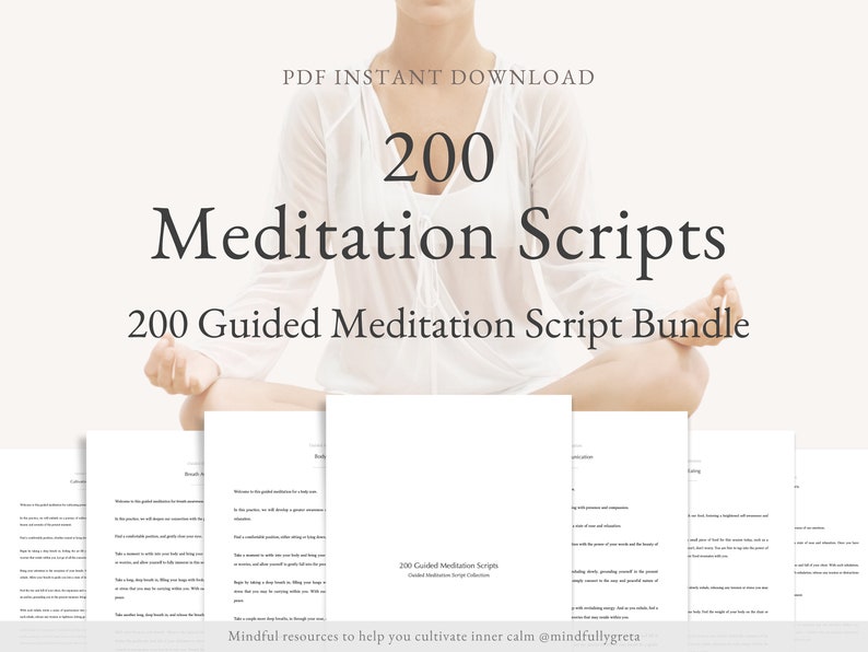 200 Guided Meditation Script Bundle Guided Meditation Script Collection Guided Meditations Bundle Meditation Guide PDF image 1