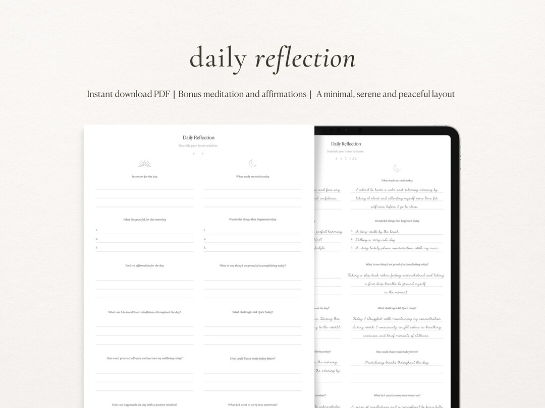 daily-reflection-journal-daily-reflection-planner-etsy