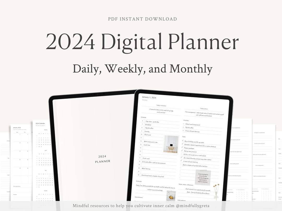 Digital Planner 2024 Planner iPad Planner Goodnotes Planner Minimalist