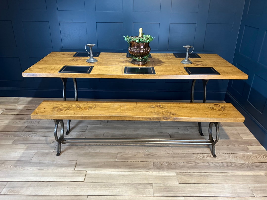 Rustic Dining Table and Bench - Etsy UK