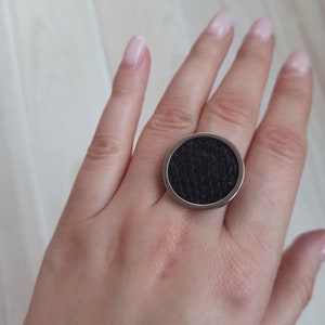 Black python leather ring Stainless steel ring Handmade ring Ukraine shops