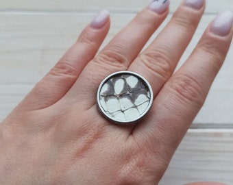 Cobra leather ring Stainless steel ring Handmade ring Ukraine shops