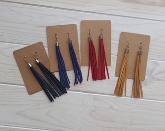 Tassel earrings Handmade earrings Leather earrings Ukraine shops