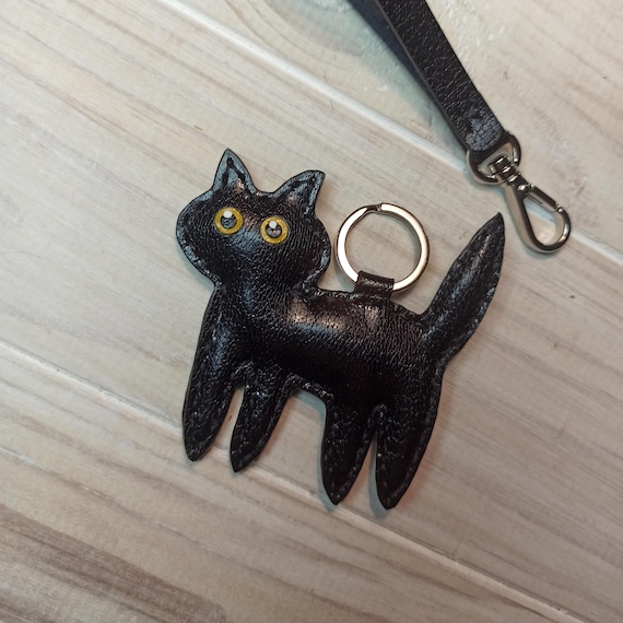 SATTCHI バッグチャーム・キーチェーン Black Cat Bag Charm Leather Bag Charm, Black Cat Bag Charm - Etsy