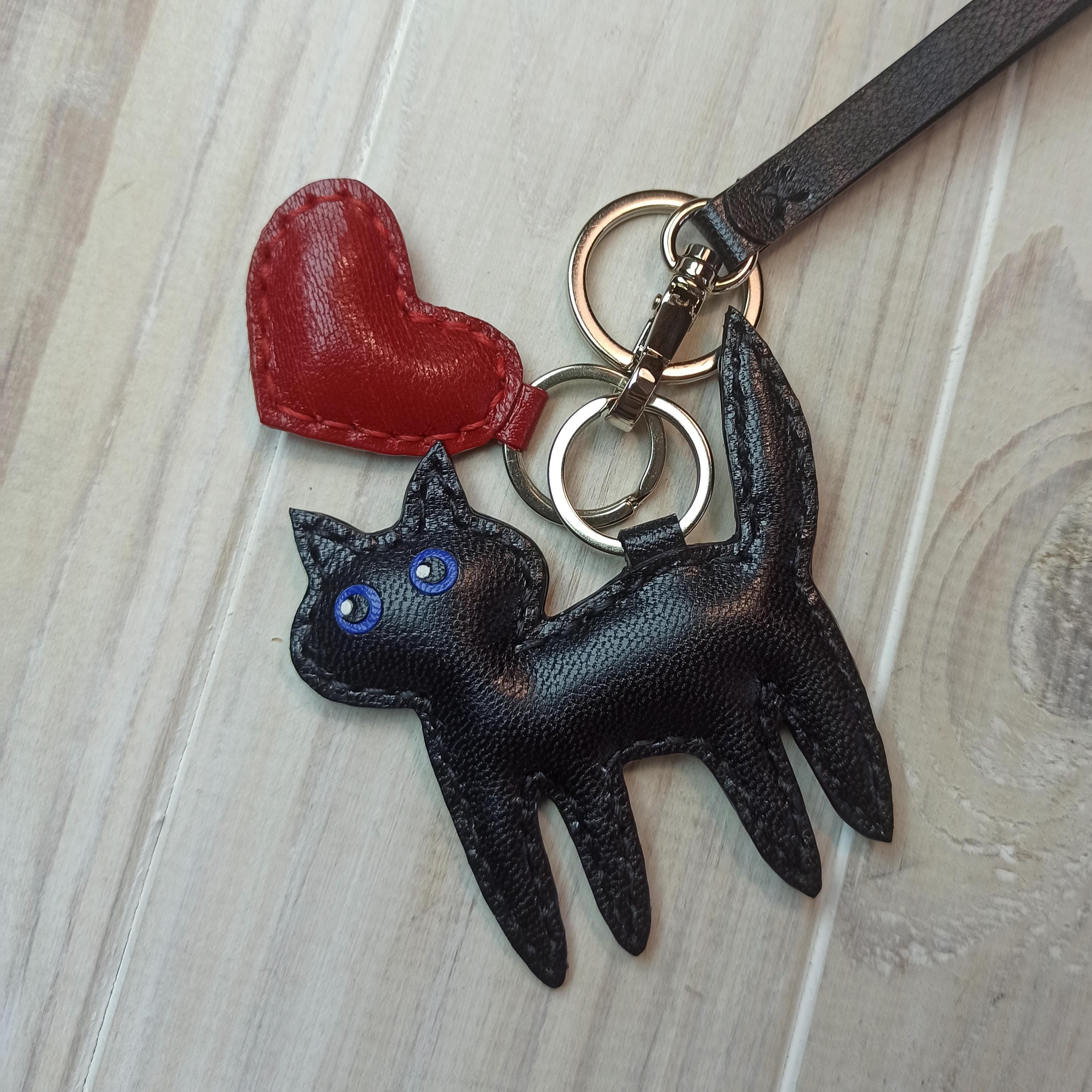 Bag Charm Decorations Cute Cat Keychain For Women – 2-Pack Kawaii Black ...