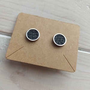 Black python leather stud earrings Handmade jewelry Ukraine shops