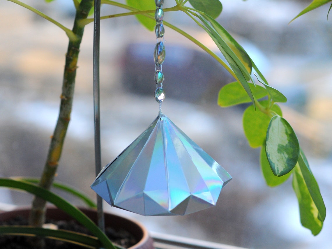 Holographic Diamond Crystal Suncatcher for Window. Hanging Etsy