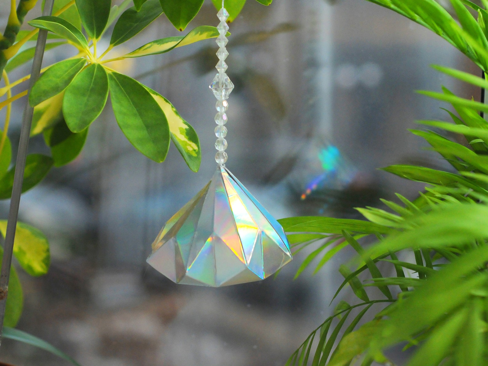 Holographic Diamond Crystal Suncatcher for Window. Hanging Etsy