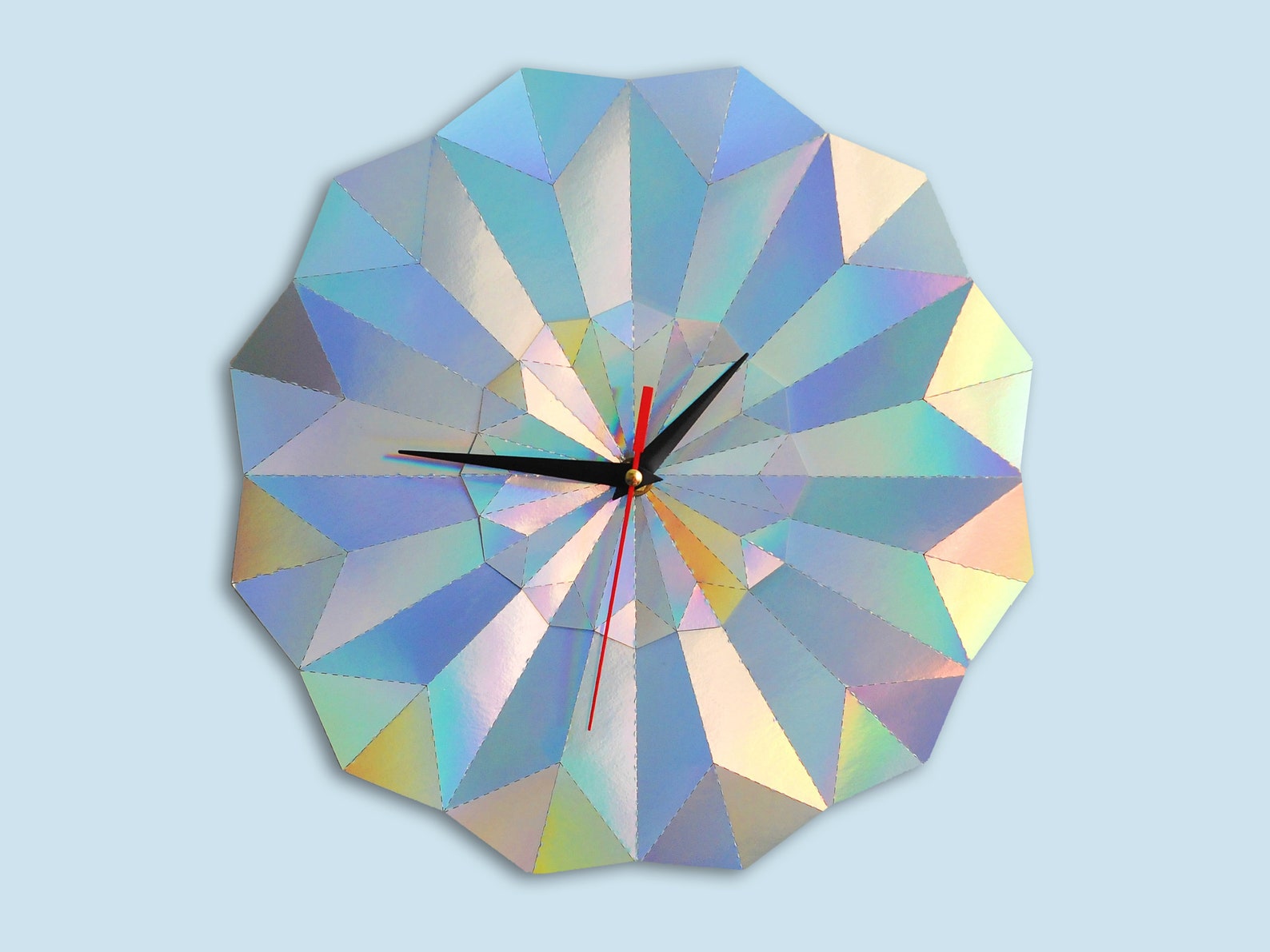 Holographic wall clock origami effect. Modern clocks for wall Etsy