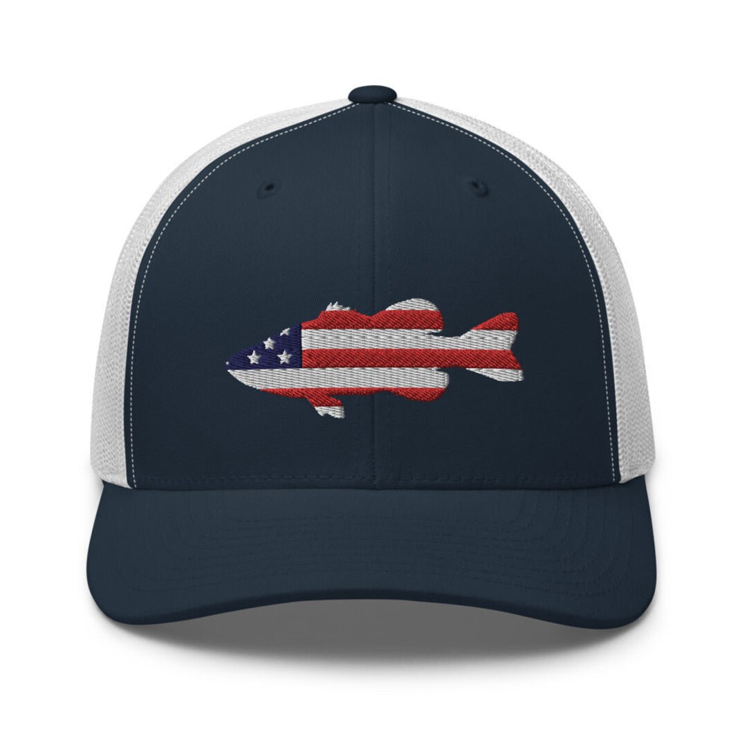Hat with american flag fish 2025