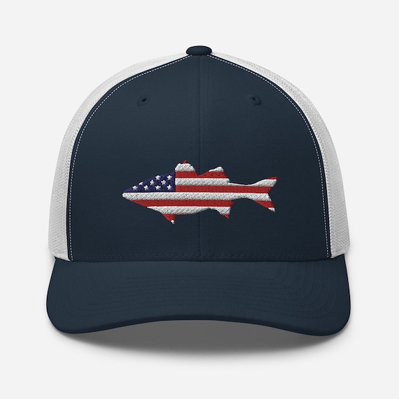 USA Flag Patriotic Striped Bass Fish 