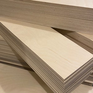 1/8” (3mm)  4.5 X 19.5 Strip pieces 40 pieces Baltic Birch Plywood Glowforge Plywood- Laser Ready