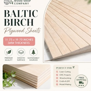 3mm Baltic Birch Plywood Sheets (1/8"): Laser Wood, CNC, Glowforge (11.75x19.75) afbeelding 3