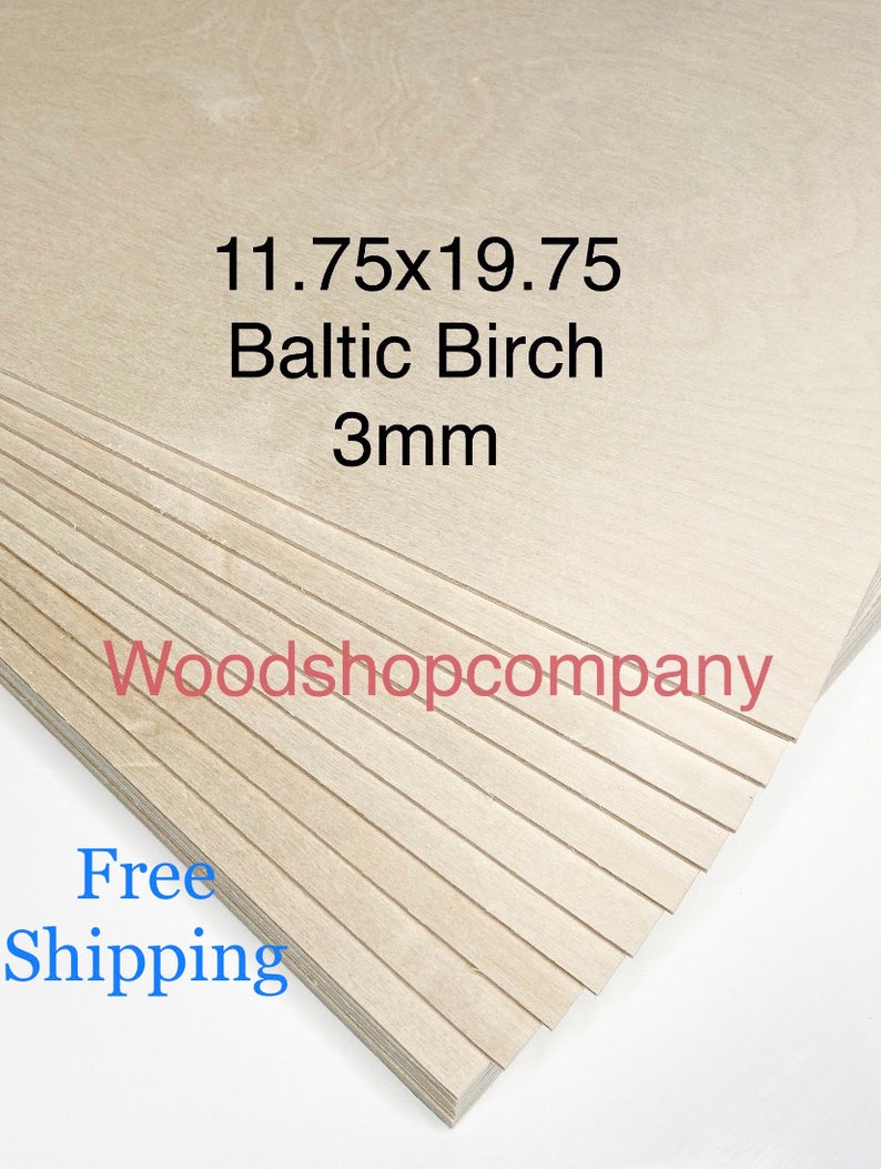1/8, 12x20 actual size 11.75x19.75 Baltic Birch Plywood 3mm Glowforge, CNC Laser Material, Woodworking Sheets, Laser cutting Supplies image 2