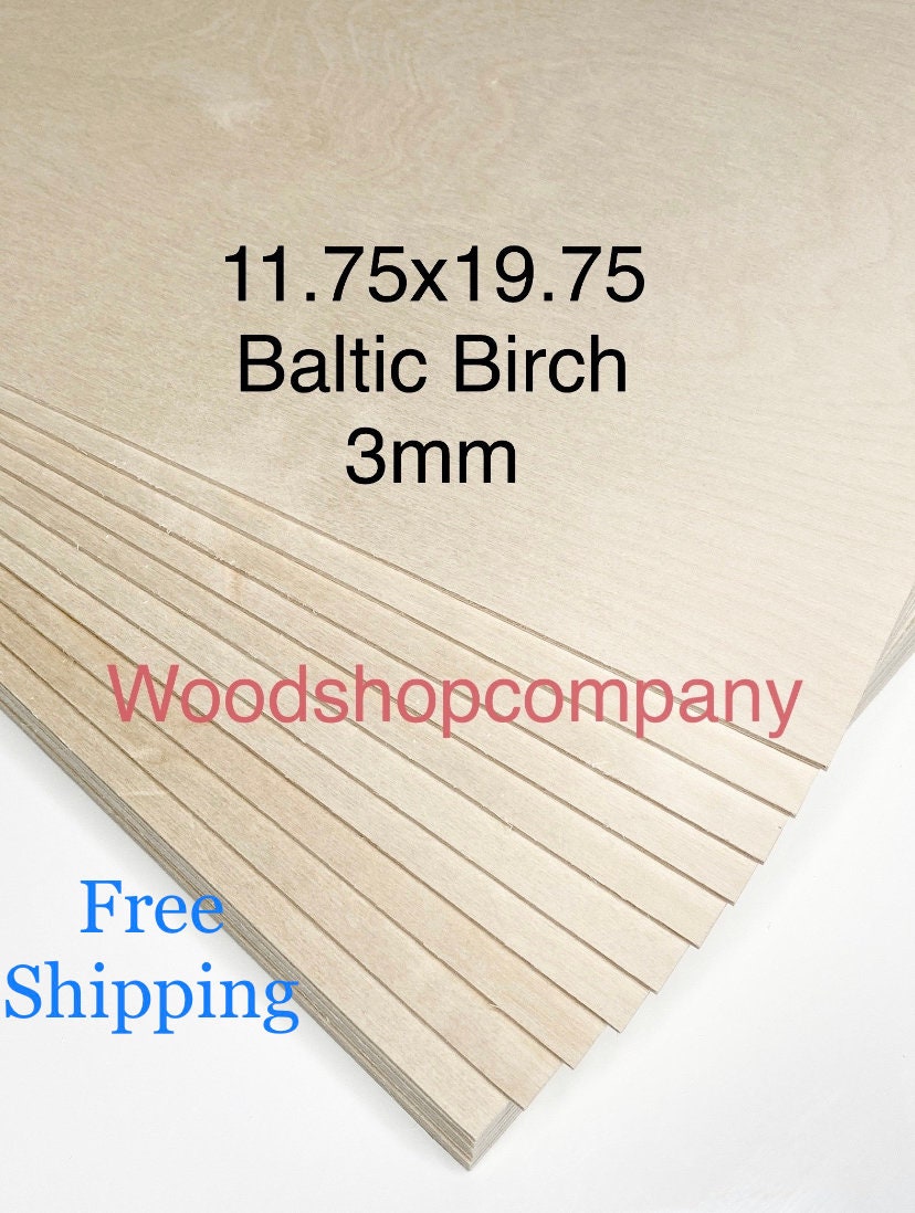 1/8 11x19.5 Baltic Birch Plywood, 3mm Glowforge, CNC Laser Material,  Woodworking Sheets, Laser Cutting Supplies, Cut to Size 