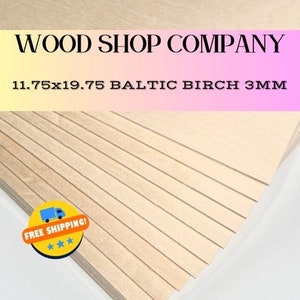 1/8”, 12x20 (actual size 11.75x19.75) Baltic Birch Plywood 3mm Glowforge, CNC Laser Material, Woodworking Sheets, Laser cutting Supplies