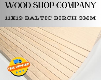 1/8" Baltic Birch Plywood Sheets: 3mm Laser Wood (11x19)