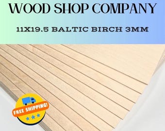 3mm Baltic Birch Plywood Sheet: 11x19.5, Laser Wood Glowforge