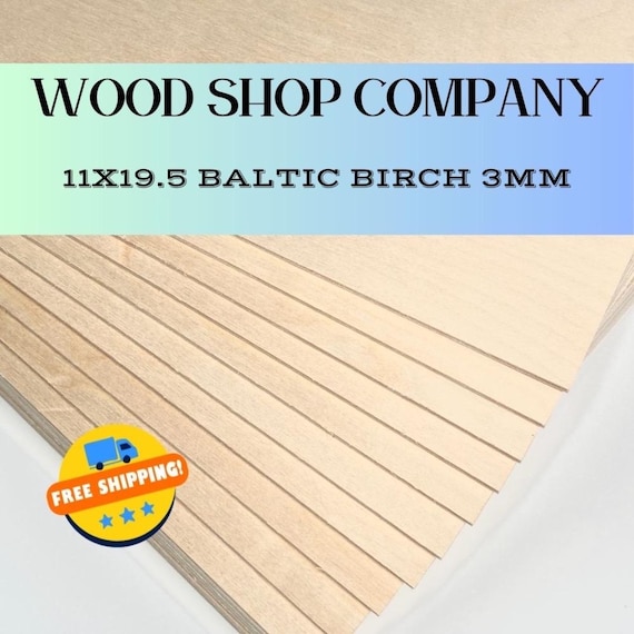 3mm Baltic Birch Plywood Sheet: 11x19.5, Laser Wood Glowforge