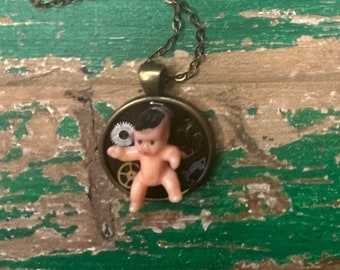 steampunk baby pendant and necklace