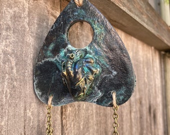 Anatomical heart / crow skull planchette wall hangers