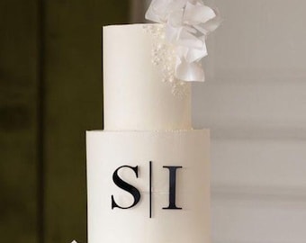 Mirrored Wedding Cake Topper, Custom Color, Personalized Topper