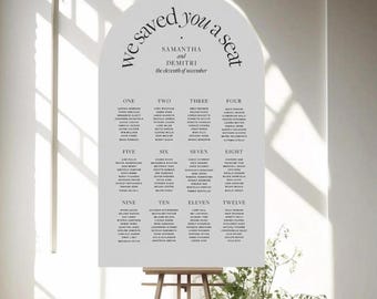 Elegant Slate Arch Seating Chart for Weddings and Events - Customizable Guest Display