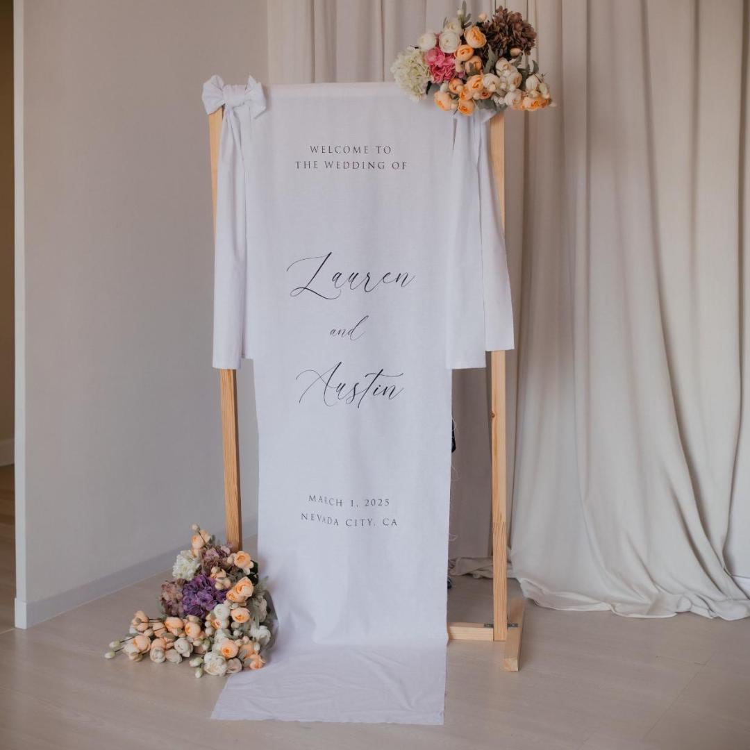 Linen Wedding Welcome Sign, Custom Linen Fabric, Classic Wedding Style, Special Day Decor, Linen Sign, Textile Wedding Welcome