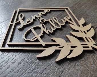 Personalized Diamond Wedding Cake Topper, Wooden Names