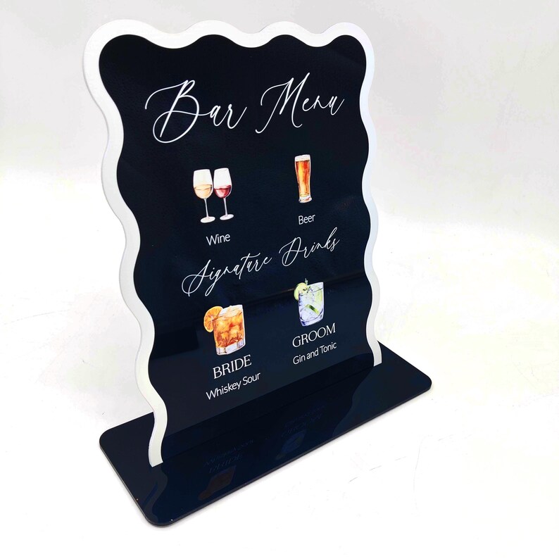 Custom Acrylic Signature Drink Sign | Wedding Bar Menu - Etsy