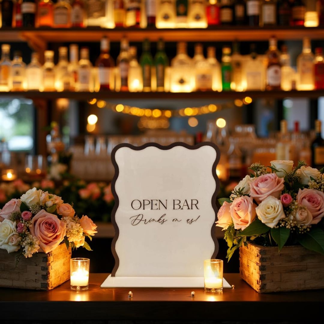 Custom Acrylic Open Bar Sign | Modern Wedding Menu - 8x10"