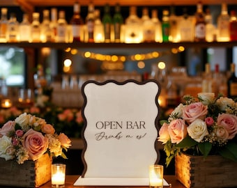 Acrylic Open Bar Sign | Wedding Bar Menu | Custom Acrylic Bar Menu | Wedding Table Signs | Acrylic Wedding Bar Sign