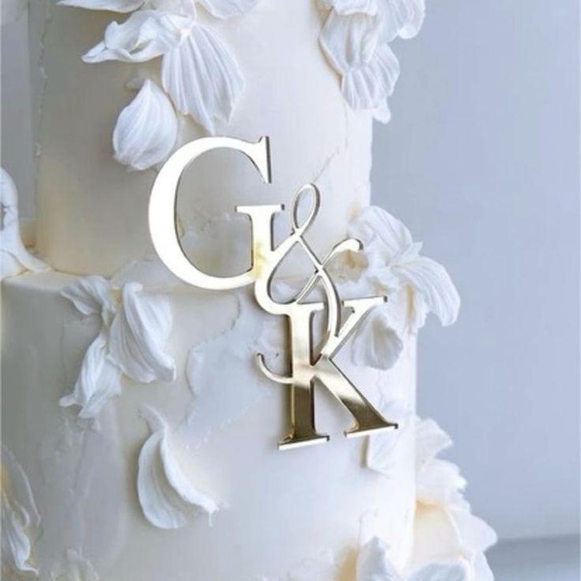 Personalized Mirrored Wedding Cake Topper, Custom Color - Etsy