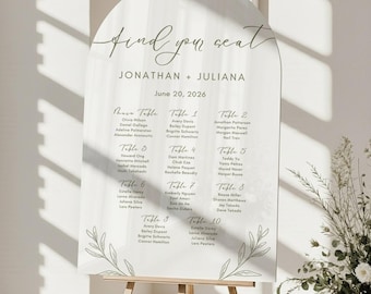 Elegant Acrylic Arch Wedding Seating Chart – Custom Guest List