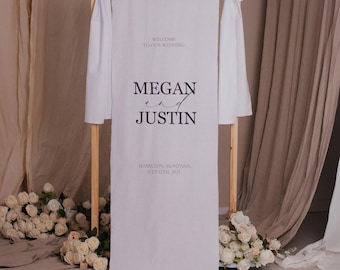 Elegant Wedding Welcome Sign, Custom Linen Fabric, Classic Wedding Style, Special Day Decor, Linen Sign, Textile Wedding Welcome