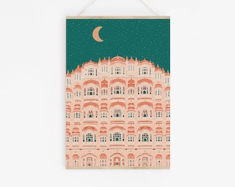 Night Hawa Mahal Print / Jaipur Print / The Palace of Winds Print / India Print