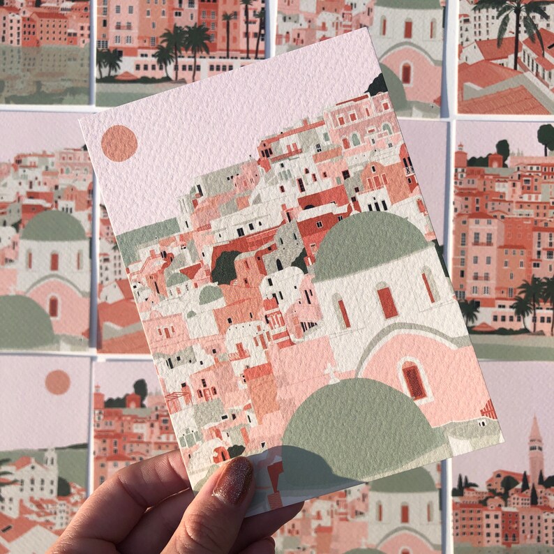 A6 European Print Collection 4 x European Cities Print Selection of European Towns Art Work