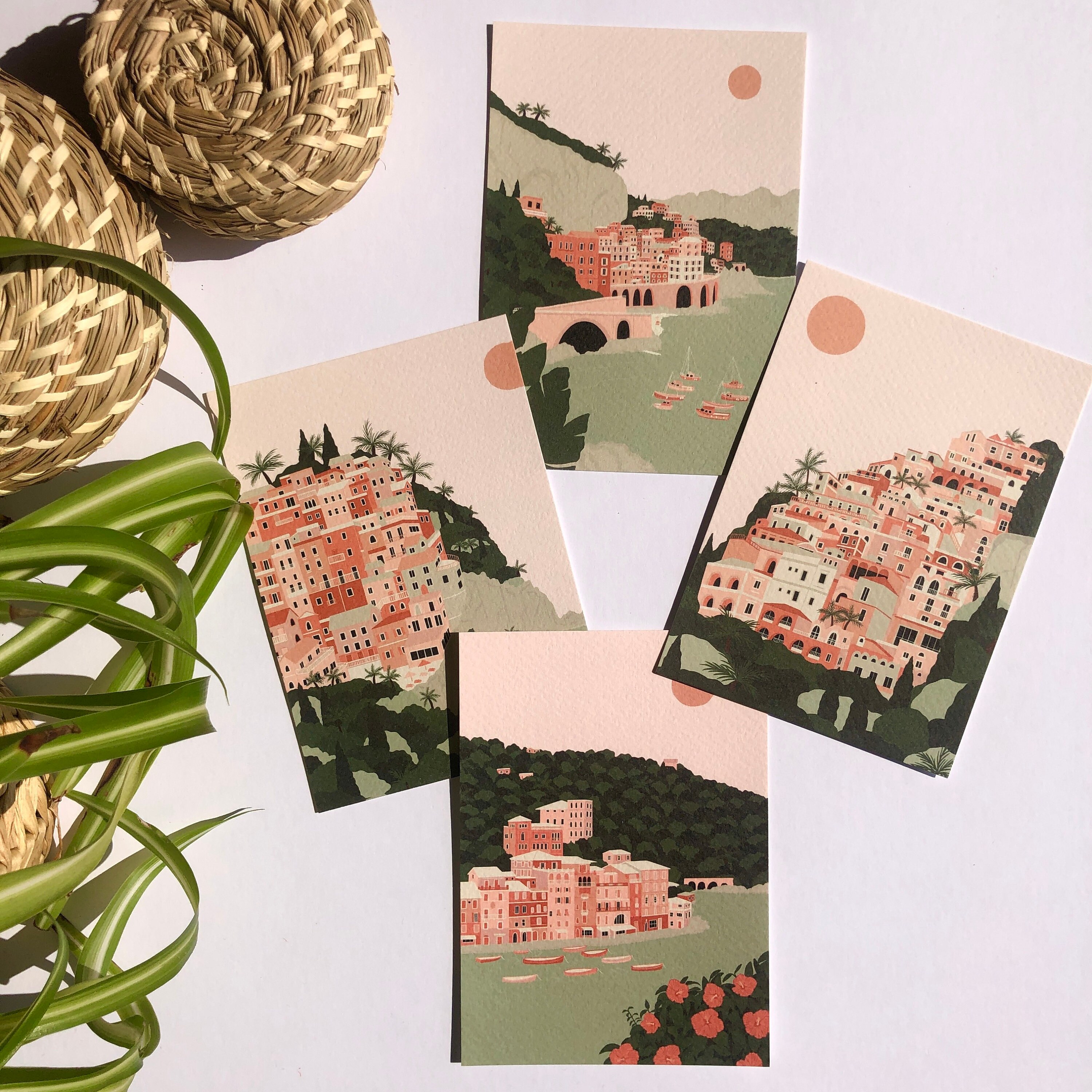 A6 European Print Collection 4 x European Cities Print Selection of European Towns Art Work