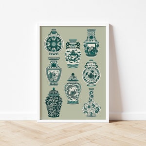 Chinese Pottery Print / Blue And White Porcelain Print / Ming Dynasty Ceramics Print / Chinese Vases Print / Chinese Ginger Jar Print