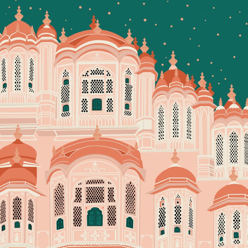 Night Hawa Mahal Print / Jaipur Print / the Palace of Winds Etsy